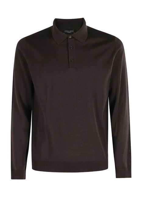polo sweater man dark brown ROBERTO COLLINA | 253M01004M0108